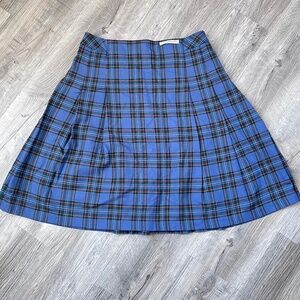 Vintage 60s Pendleton 100% Virgin Wool Blue Plaid Pleated Skirt Women's Size 12